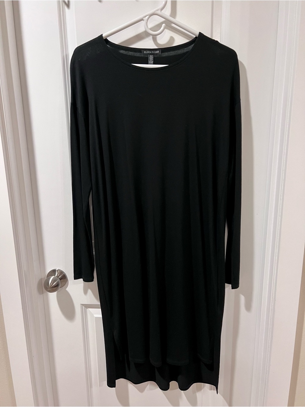 Eileen Fisher Black Long Sleeve High-Low Tunic Dress XXS (runs big; see specs)